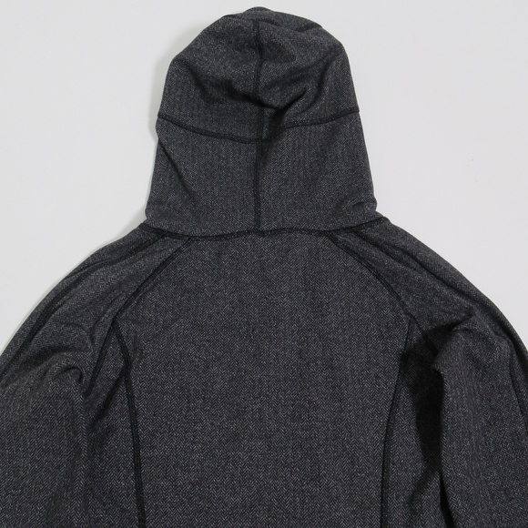 Lululemon Think Fast Hoodie Heathered Herringbone Heathered Black Black Size 6 - Picture 8 of 12